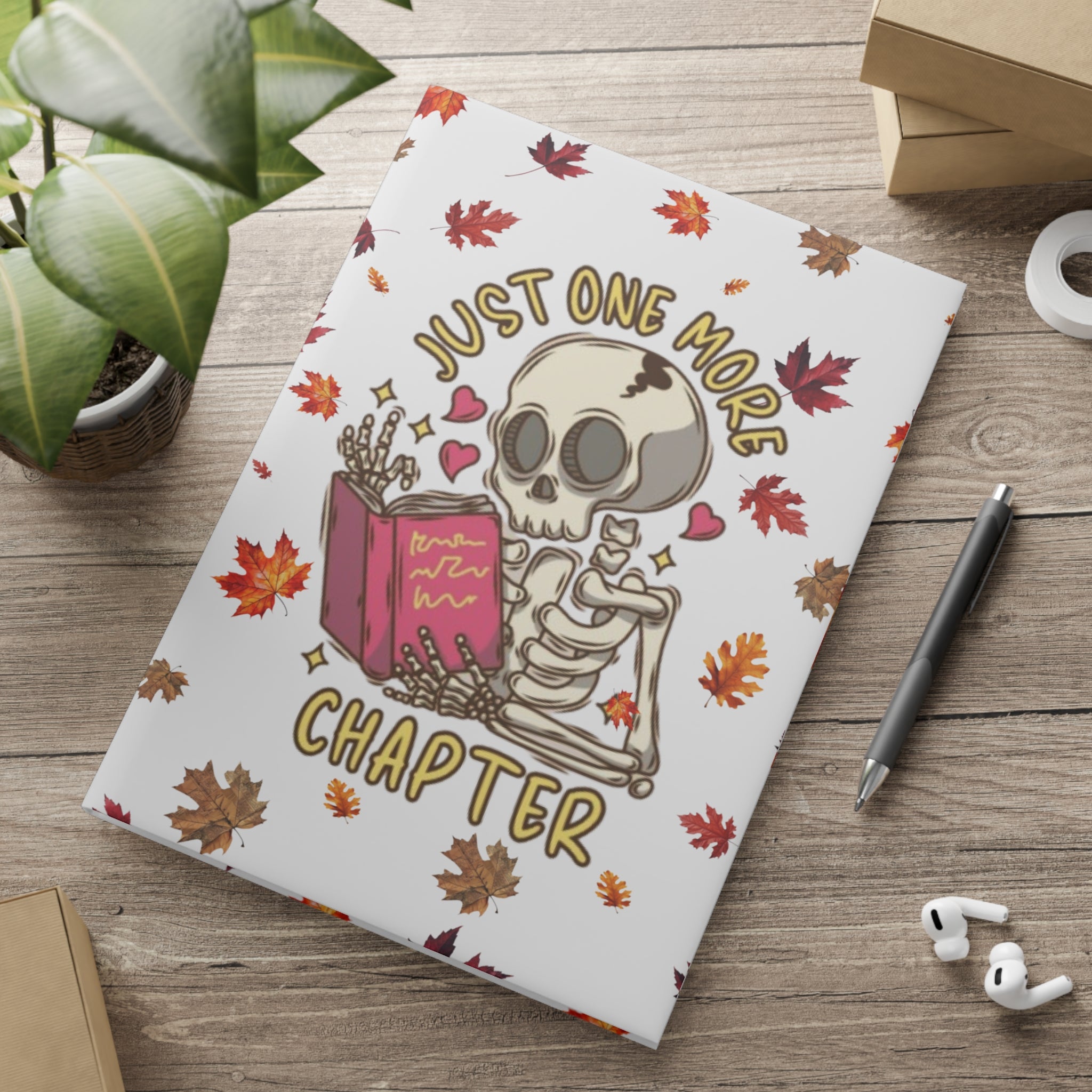 "Just One More Chapter" Puffy Cover Notebook – Fall & Halloween