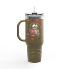 "Just One More Chapter" Skeleton Travel Mug – Autumn Leaves 40oz