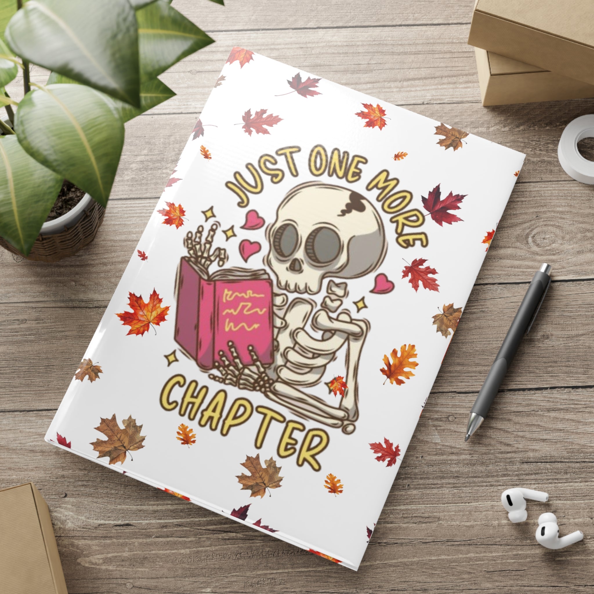 "Just One More Chapter" Puffy Cover Notebook – Fall & Halloween