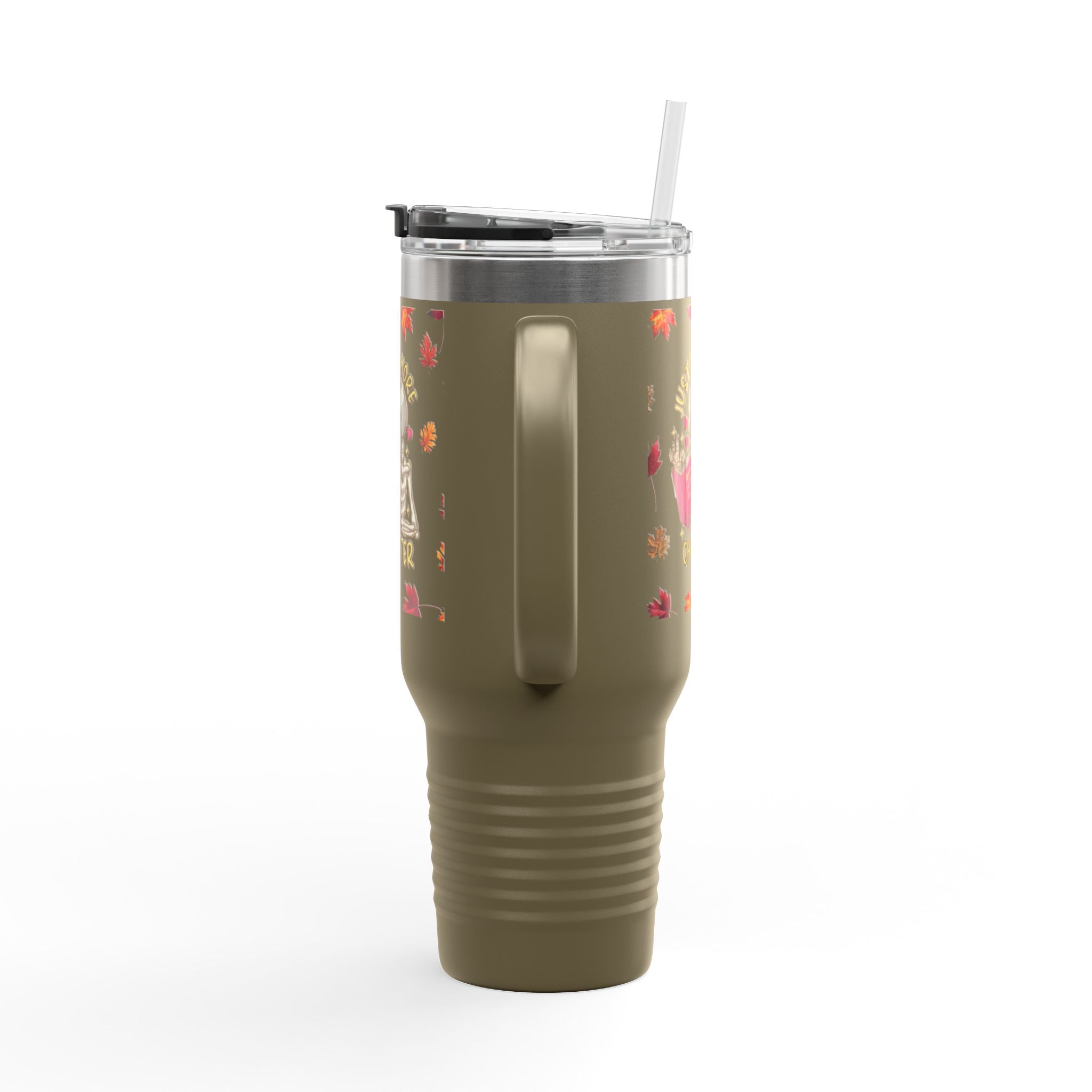 "Just One More Chapter" Skeleton Travel Mug – Autumn Leaves 40oz