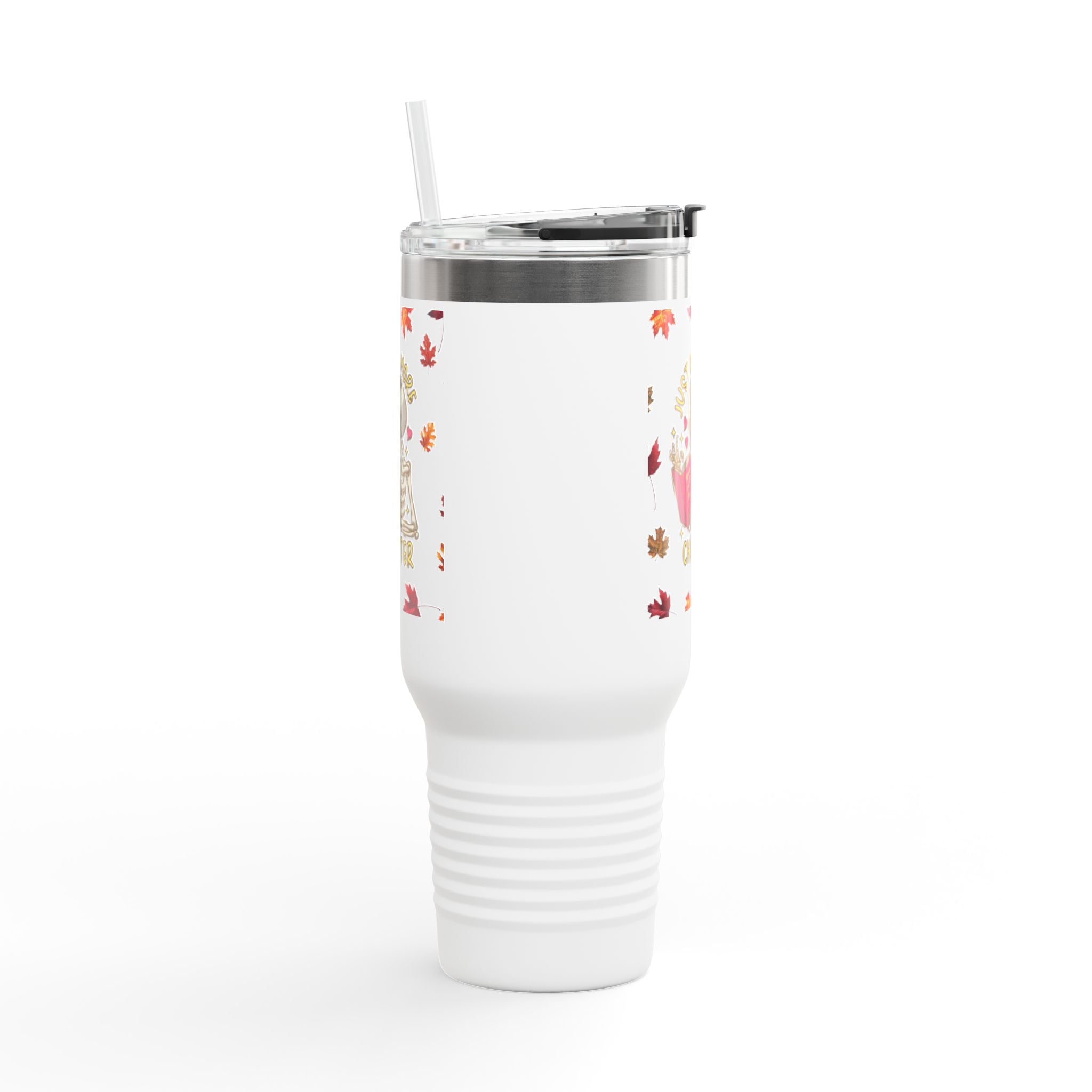 "Just One More Chapter" Skeleton Travel Mug – Autumn Leaves 40oz