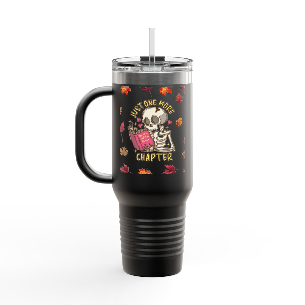 "Just One More Chapter" Skeleton Travel Mug – Autumn Leaves 40oz