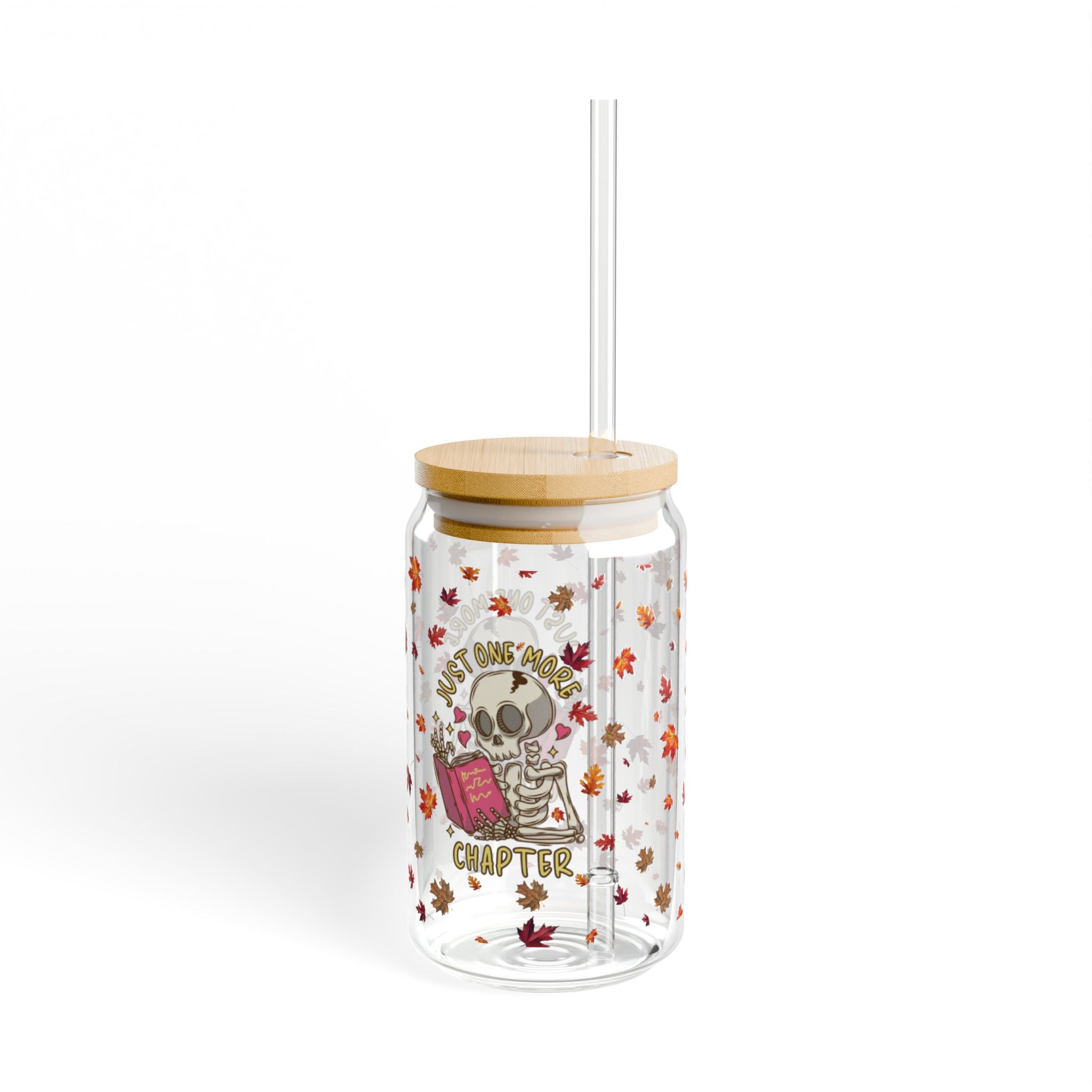"Just One More Chapter" Sipper Glass – 16oz Autumn Drinkware