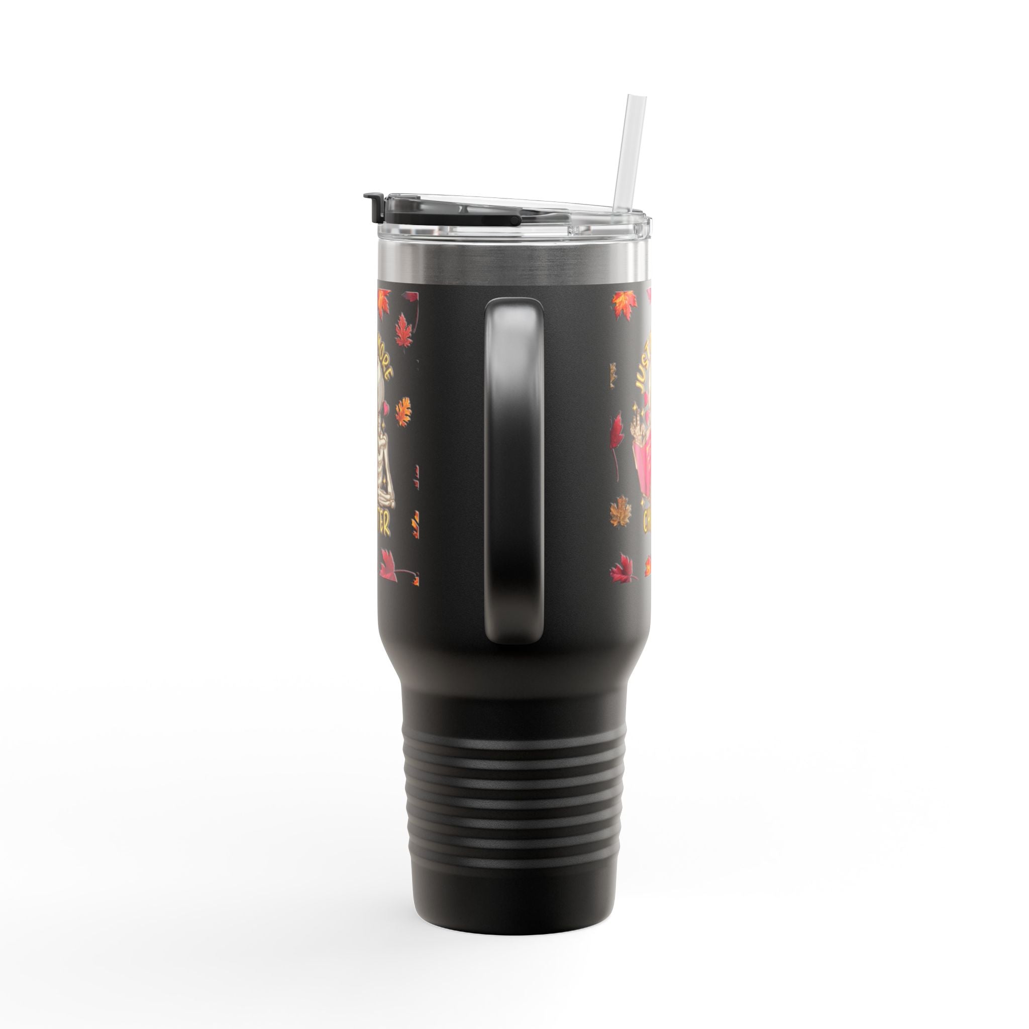 "Just One More Chapter" Skeleton Travel Mug – Autumn Leaves 40oz
