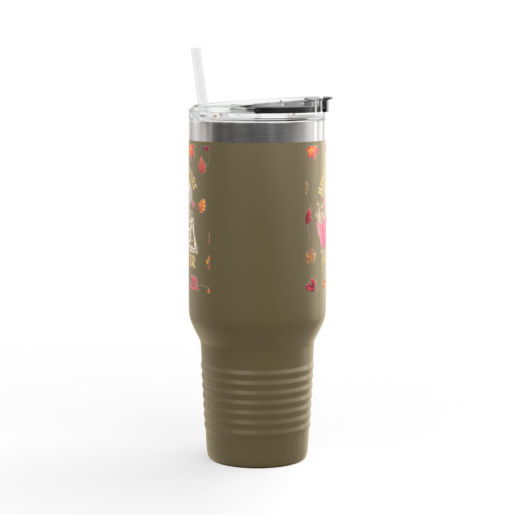 "Just One More Chapter" Skeleton Travel Mug – Autumn Leaves 40oz