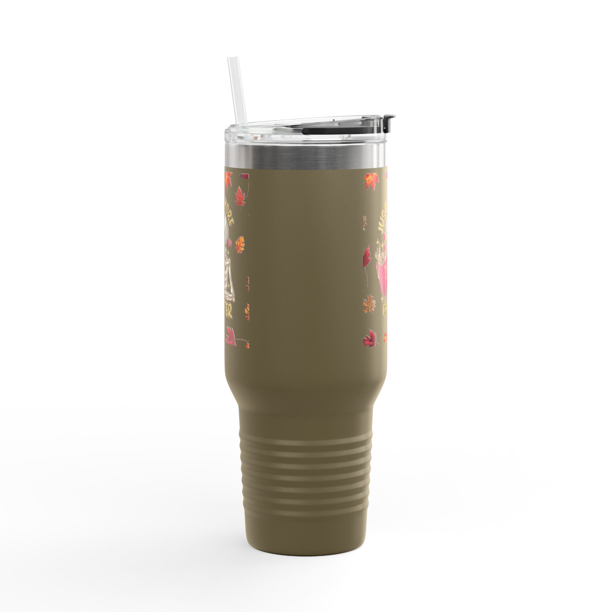 "Just One More Chapter" Skeleton Travel Mug – Autumn Leaves 40oz