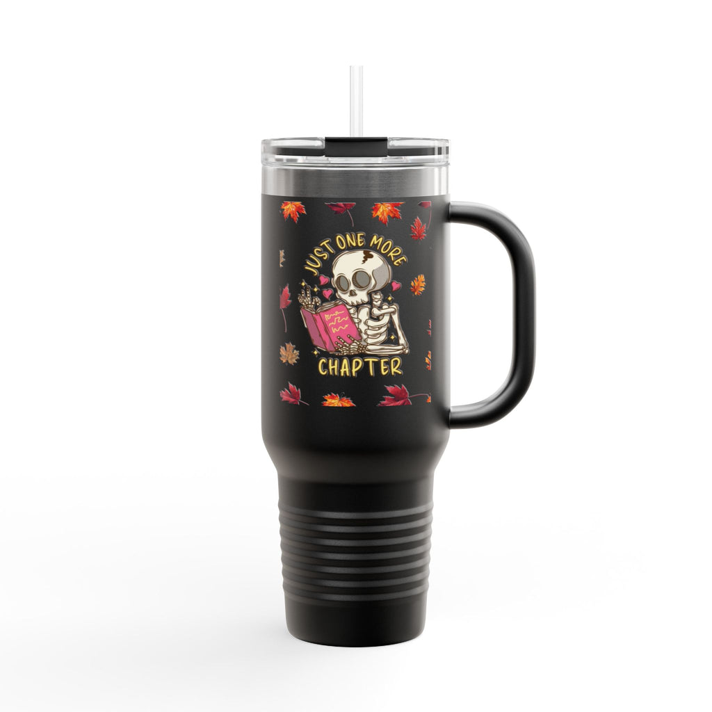 "Just One More Chapter" Skeleton Travel Mug – Autumn Leaves 40oz