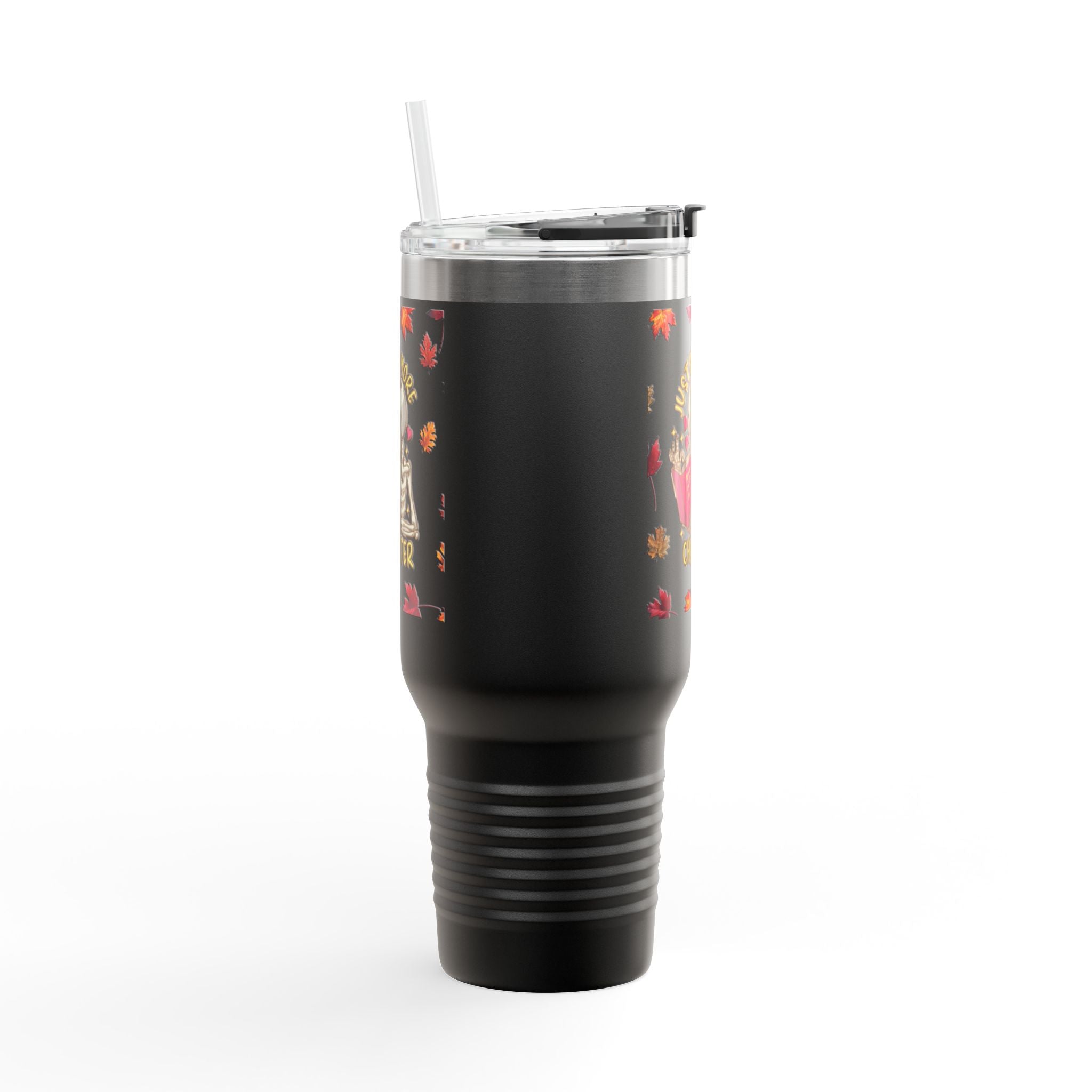 "Just One More Chapter" Skeleton Travel Mug – Autumn Leaves 40oz